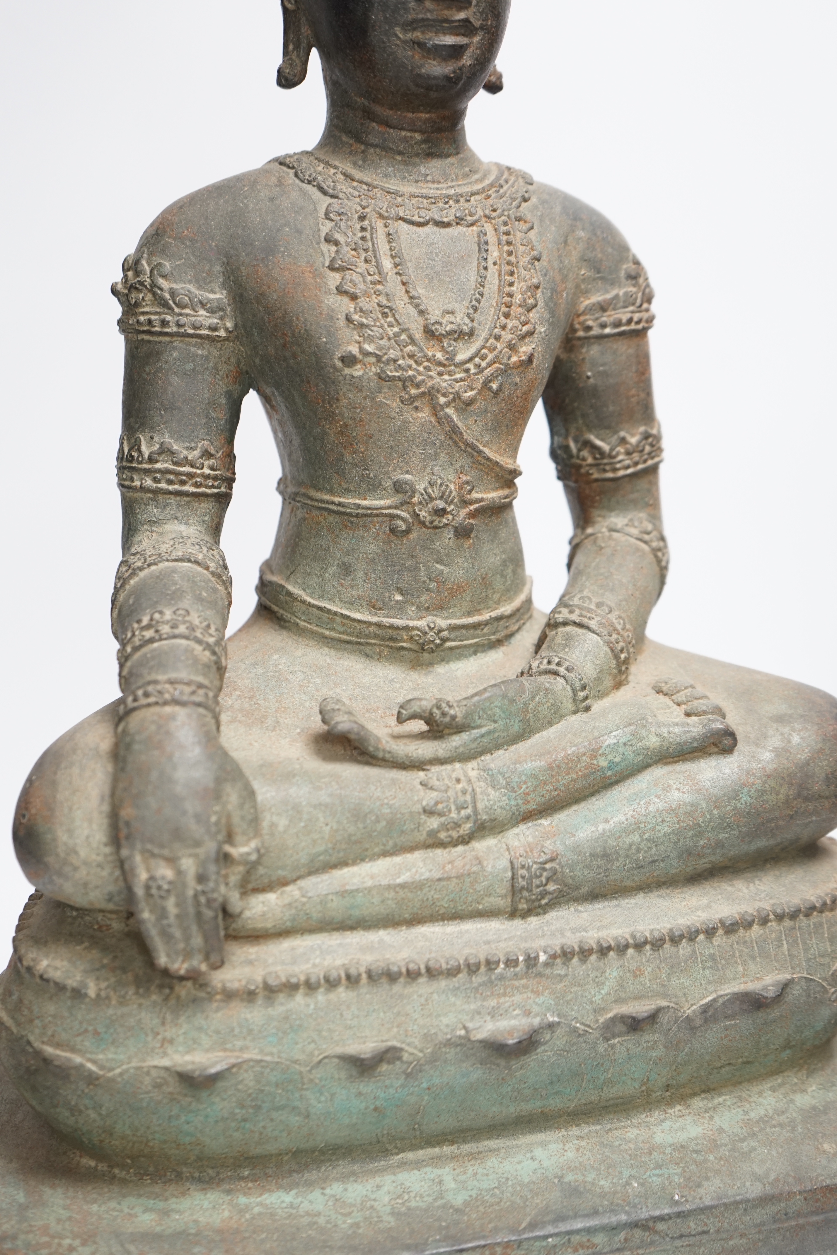 A late 19th/early 20th century Lanna style Thai bronze Buddha, 52cm